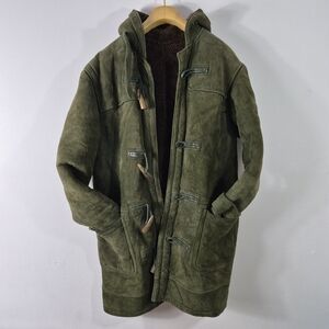 Polo Ralph Lauren Vintage Shearling Sheepskin Green Leather Coat